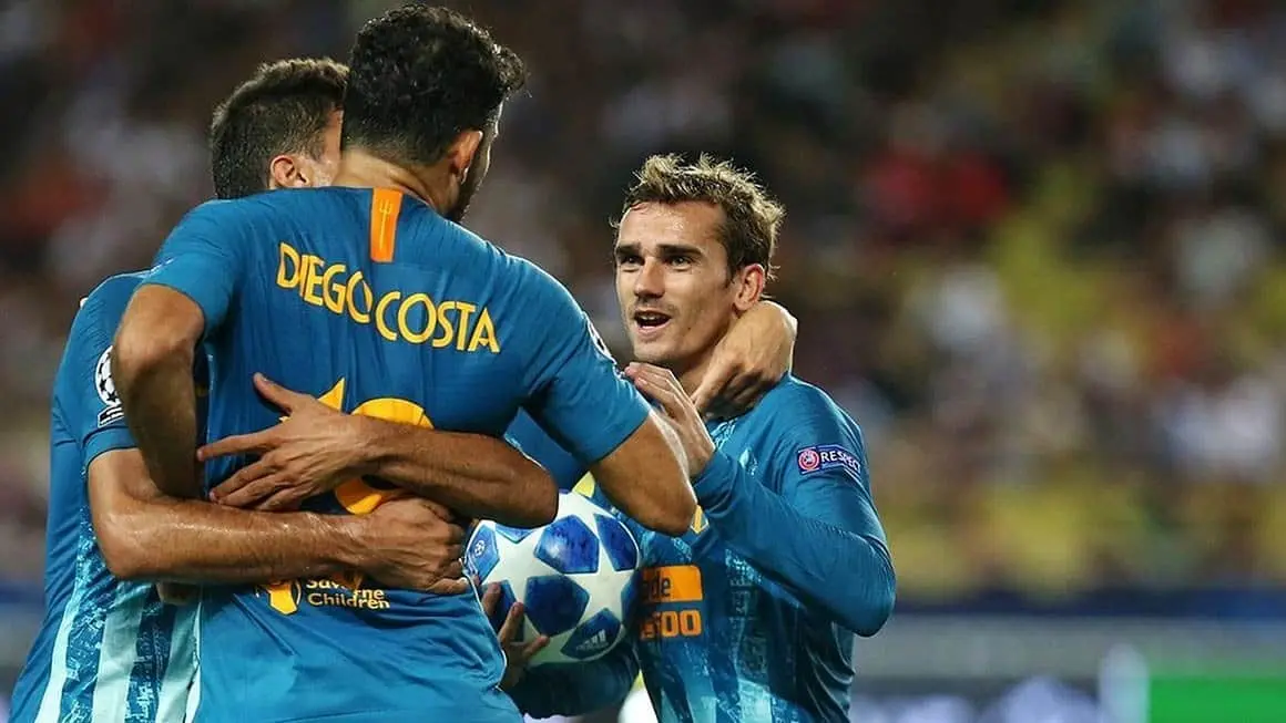 Antoine Griezmann y Diego Costa celebrando el gol del Atl&eacute;tico de Madrid. / Twitter @Atleti