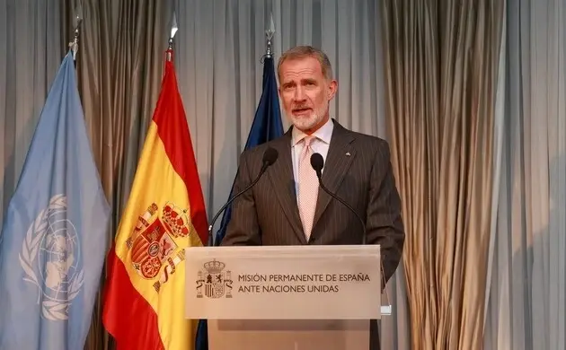 El rey Felipe VI durante su discurso a favor de la ONU en Nueva York