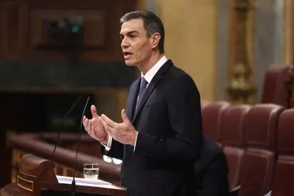 Pedro S&aacute;nchez en la tribuna del Congreso de los Diputados.