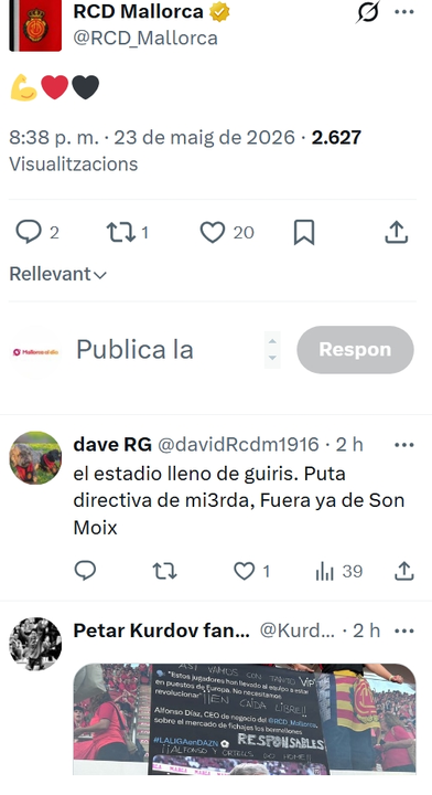Captura de pantalla en X de un aficionado
