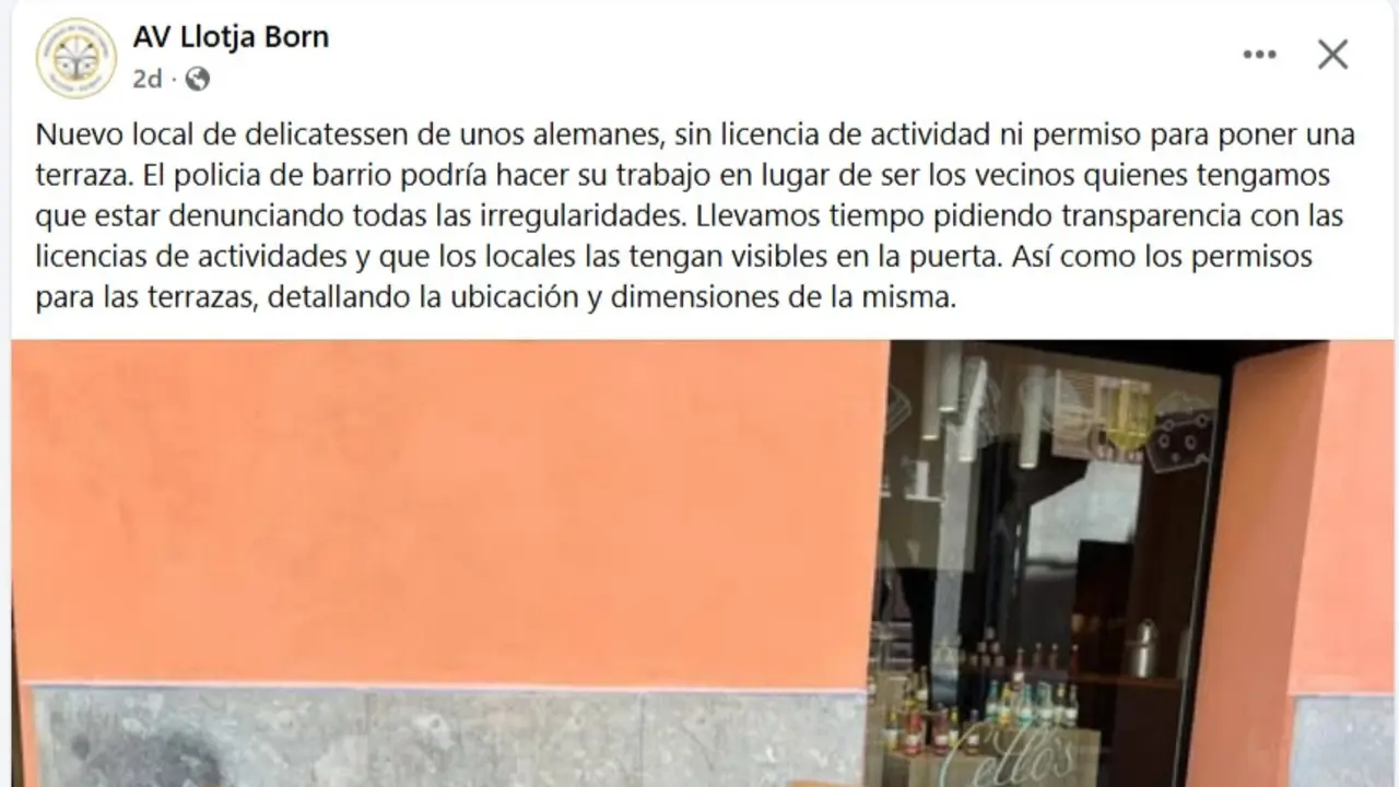 Captura de pantall del facebook de la AV Llotja Born