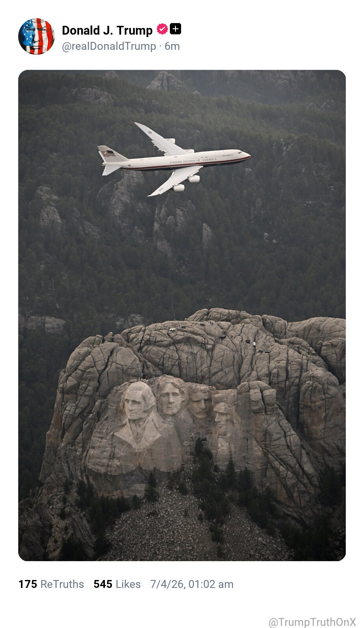 Captura de pantalla de la página de X de Trump