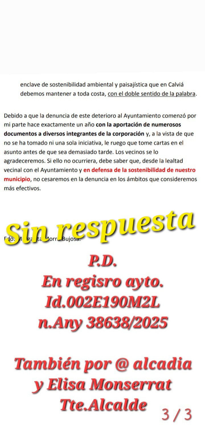 Captura de pantalla de la comunicación con el alcalde